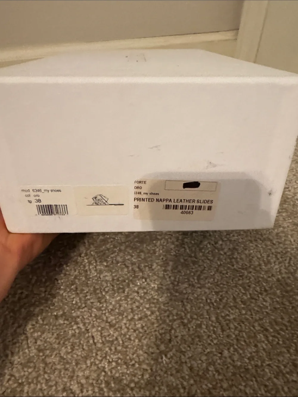 forte_forte White Storage Shoe Box with Tan Lid